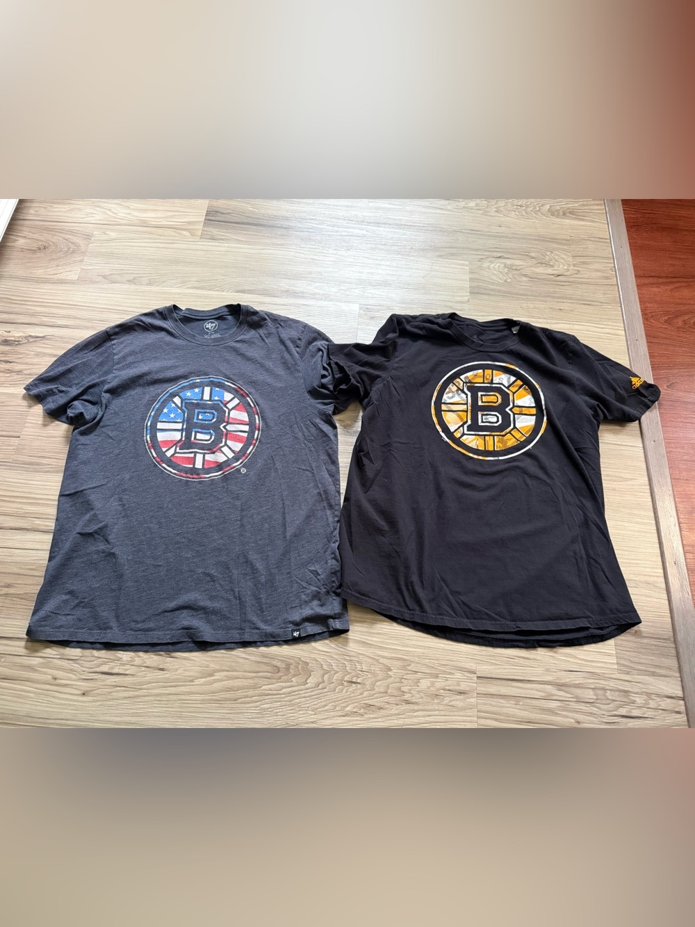 Boston Bruins Graphic Tees Black and Charcoal with Team Logo Men’s Size XL